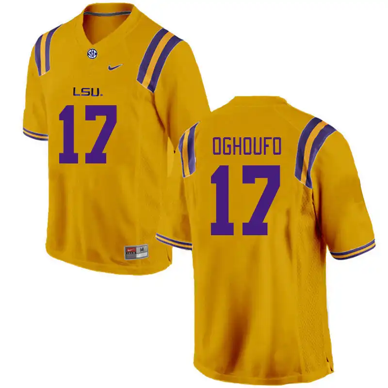 Men's LSU Tigers Ovie Oghoufo #17 Gold NCAA Football Jersey